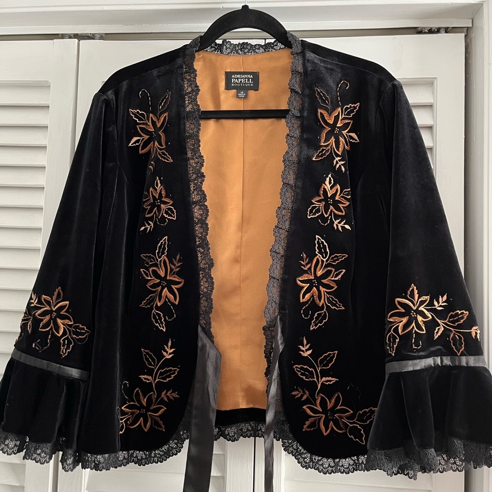 Adrianna Papell Boutique black velvet jacket
